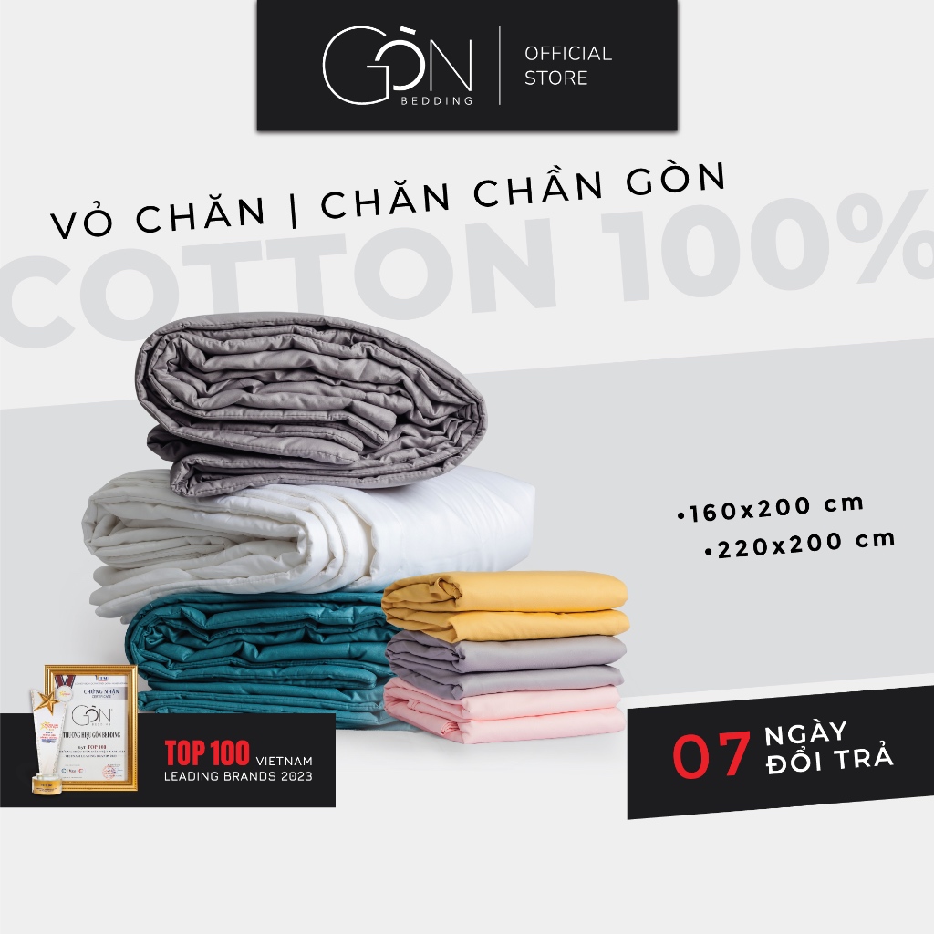 Chăn Chần Gòn Bedding Cotton 100% Hàn Quốc Màu Trơn 2m2x2m