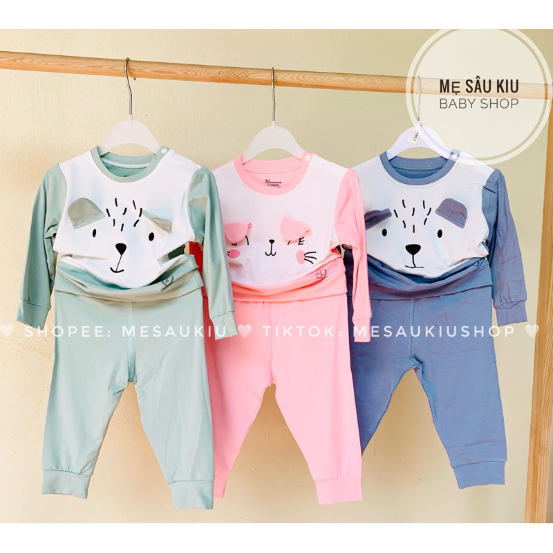 Bộ dài tay cài vai Mommom cao cấp cho bé 6m đến 4y