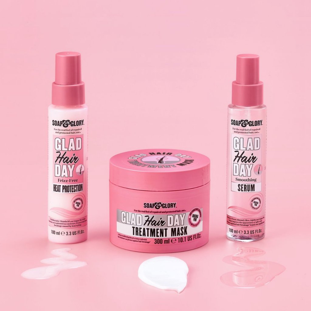 Mặt nạ tóc Soap and Glory 300ml Glad Hair Day Treatment phục hồi tóc xơ rối không chứa sillicon