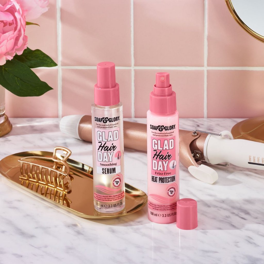Dầu dưỡng tóc Soap & Glory 100ml Glad Hair Day Smoothing Serum dưỡng tóc bóng mượt, phục hồi và lưu hương thơm