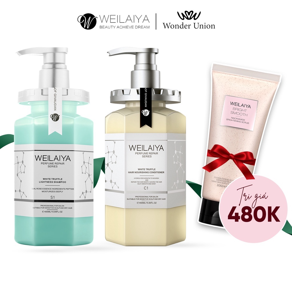 Dầu gội đầu và dầu xả phục hồi đa tầng Weilaiya chiết xuất nấm Truffle 450ml