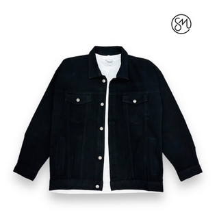ÁO KHOÁC JEANS ĐEN TRƠN BASIC FORM UNISEX (có hình chụp thật)