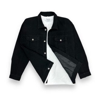 ÁO KHOÁC JEANS ĐEN TRƠN BASIC FORM UNISEX (có hình chụp thật)