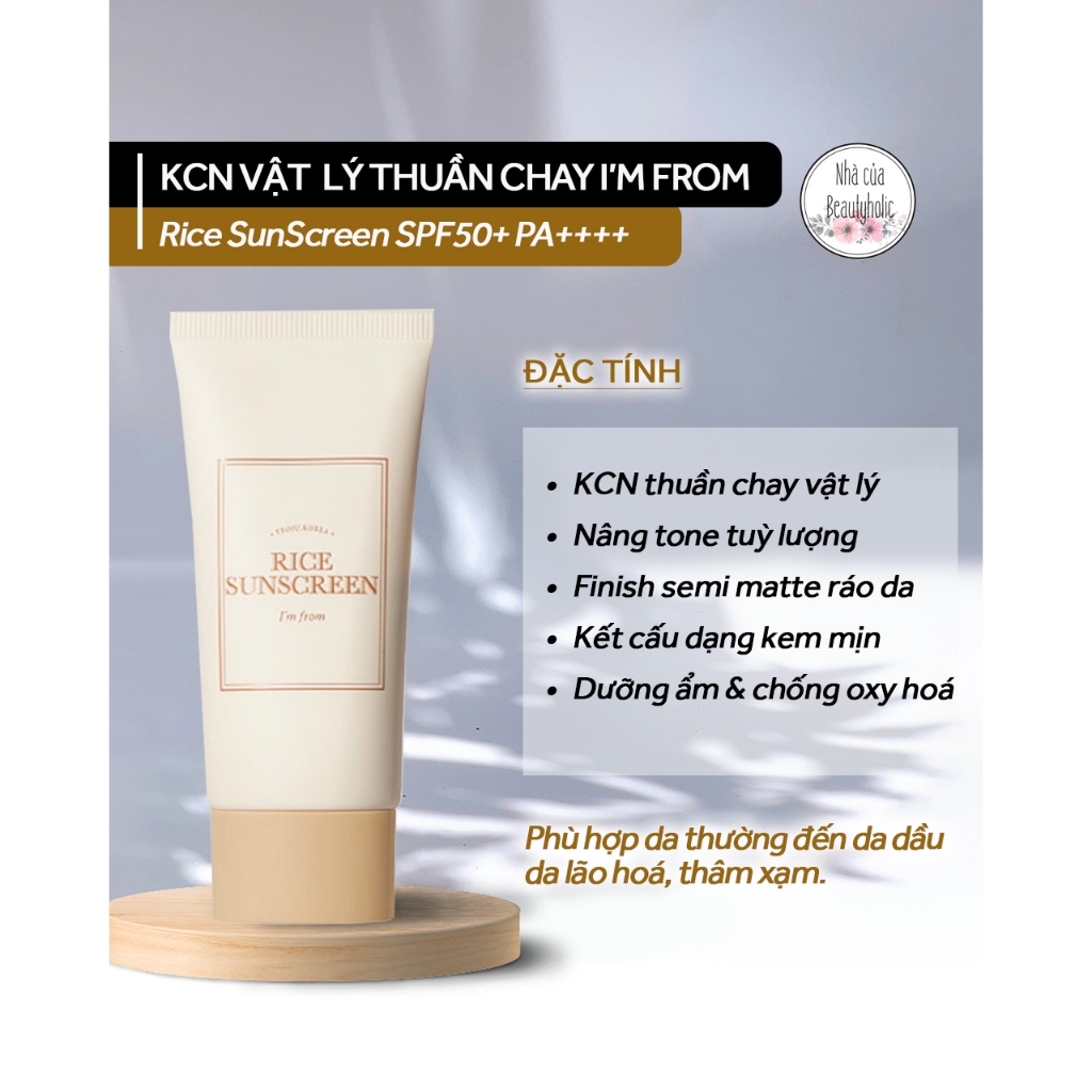Kem chống nắng vật lý I'M FROM RICE SUN SCREEN SPF50+ PA++++