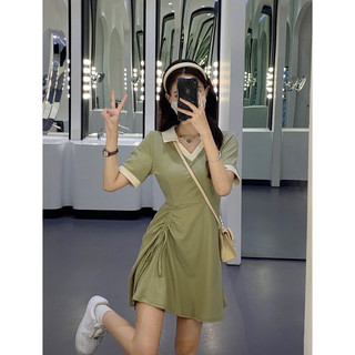 [ sẵn ]Đầm Chữ A Tay Ngắn Cổ Chữ V Màu Sắc Tương Phản Thời Trang Mùa Hè 2023 Dành Cho Nữ
