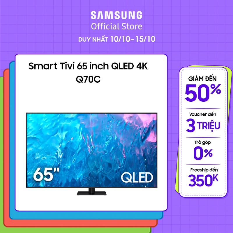 [Shopee voucher ELSAMCE15 giảm 15% CAP 3TR] Smart Tivi Samsung QLED 4K 65 inch QA65Q70CAKXXV - 2023