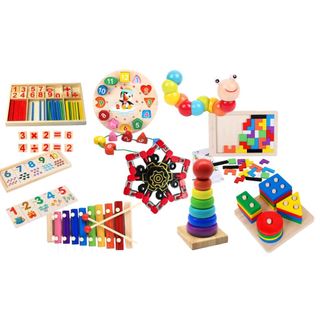 Combo 5 - 6 -7 món đồ chơi gỗ phát triển trí tuệ cho bé, Giáo cụ Montessori đồ chơi thông minh