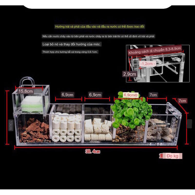 Hộp Lọc Nước Kèm Máy Bơm Cho Bể Cá 2- 6