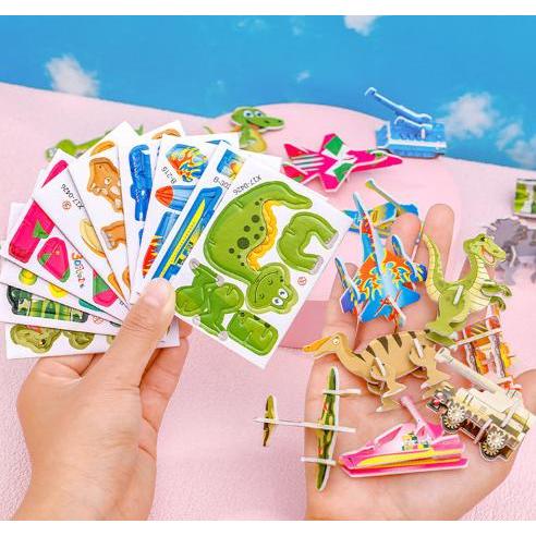Đồ chơi lắp ráp mô hình 3D mini Khủng long/máy bay/xe chiến đấu bằng xốp cho Bé