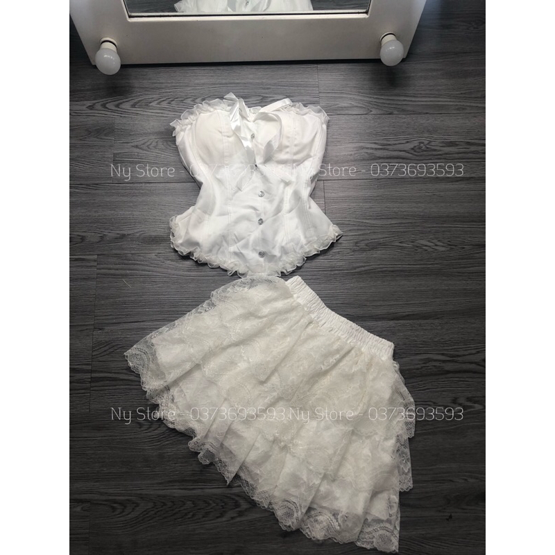 SET ÁO CÚP CHÂN VÁY TẦNG REN