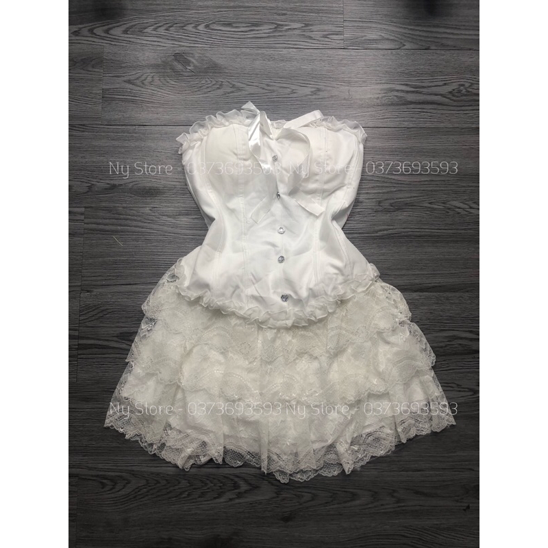 SET ÁO CÚP CHÂN VÁY TẦNG REN