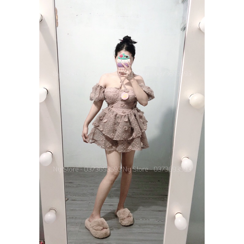 ĐẦM BÔNG GÒN HỞ LƯNG KÈM QUẦN