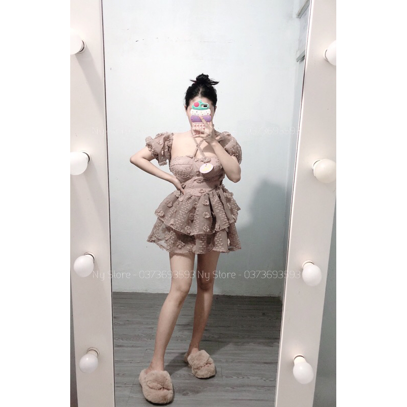 ĐẦM BÔNG GÒN HỞ LƯNG KÈM QUẦN