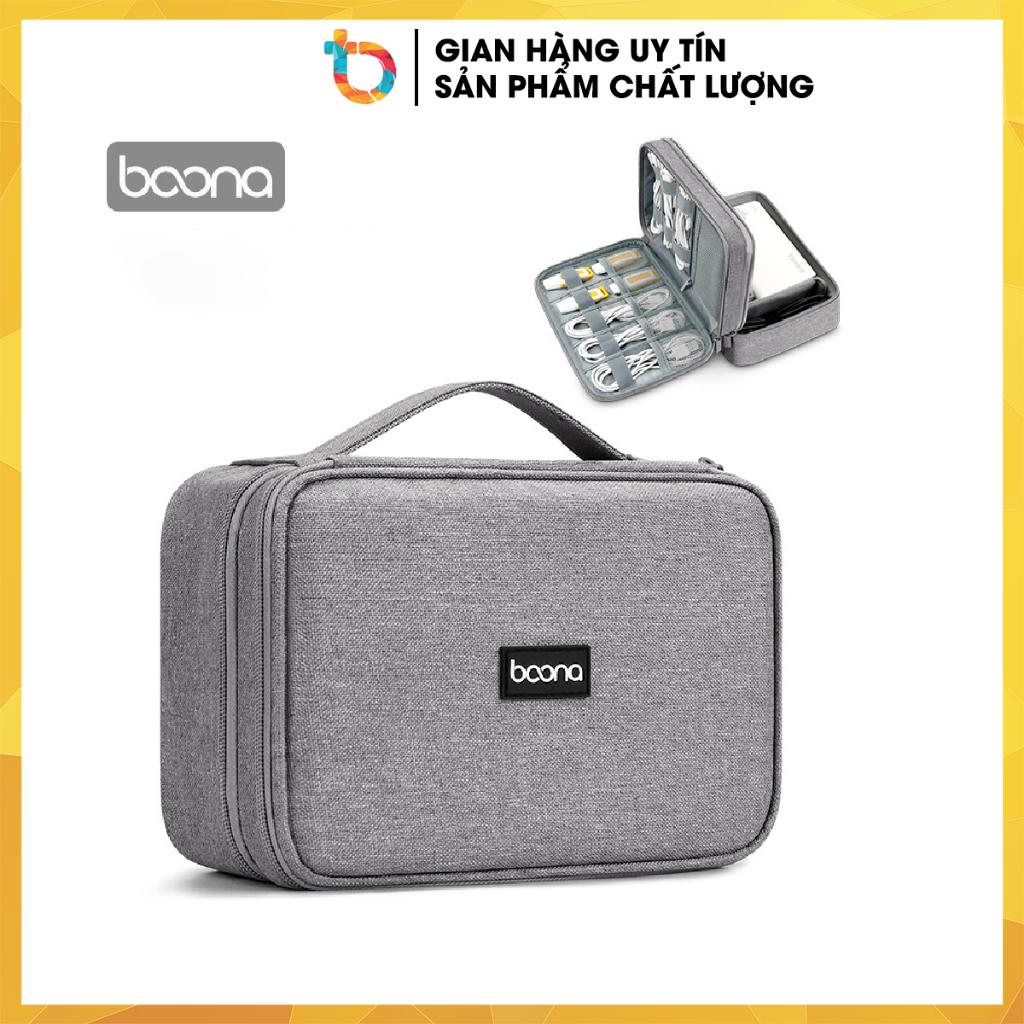 Túi đựng phụ kiện công nghệ, bộ sạc máy tính, máy tính bảng, dây cáp sạc, pin dự phòng Boona B004 (Baona) form mềm