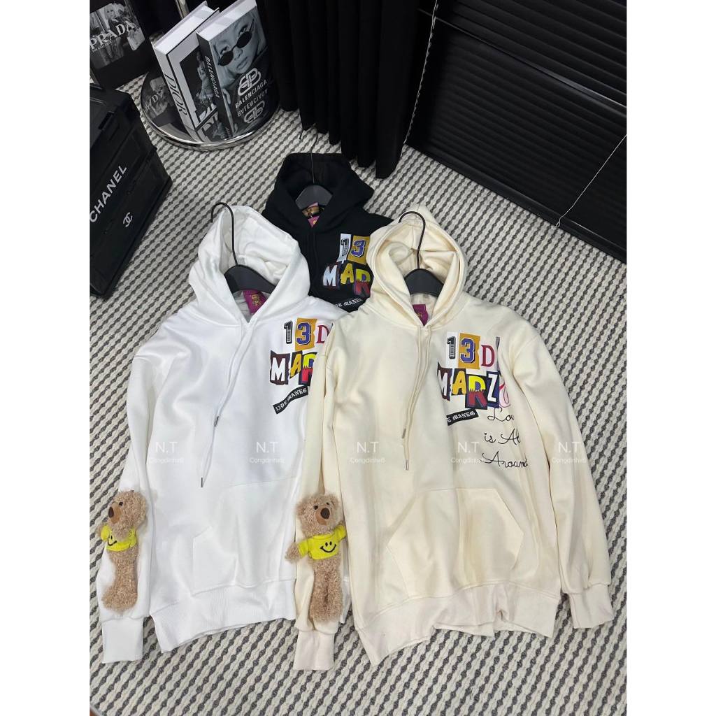 ÁO NỈ DÁ CÁ HOODIE KÈM GẤU FREESIZE