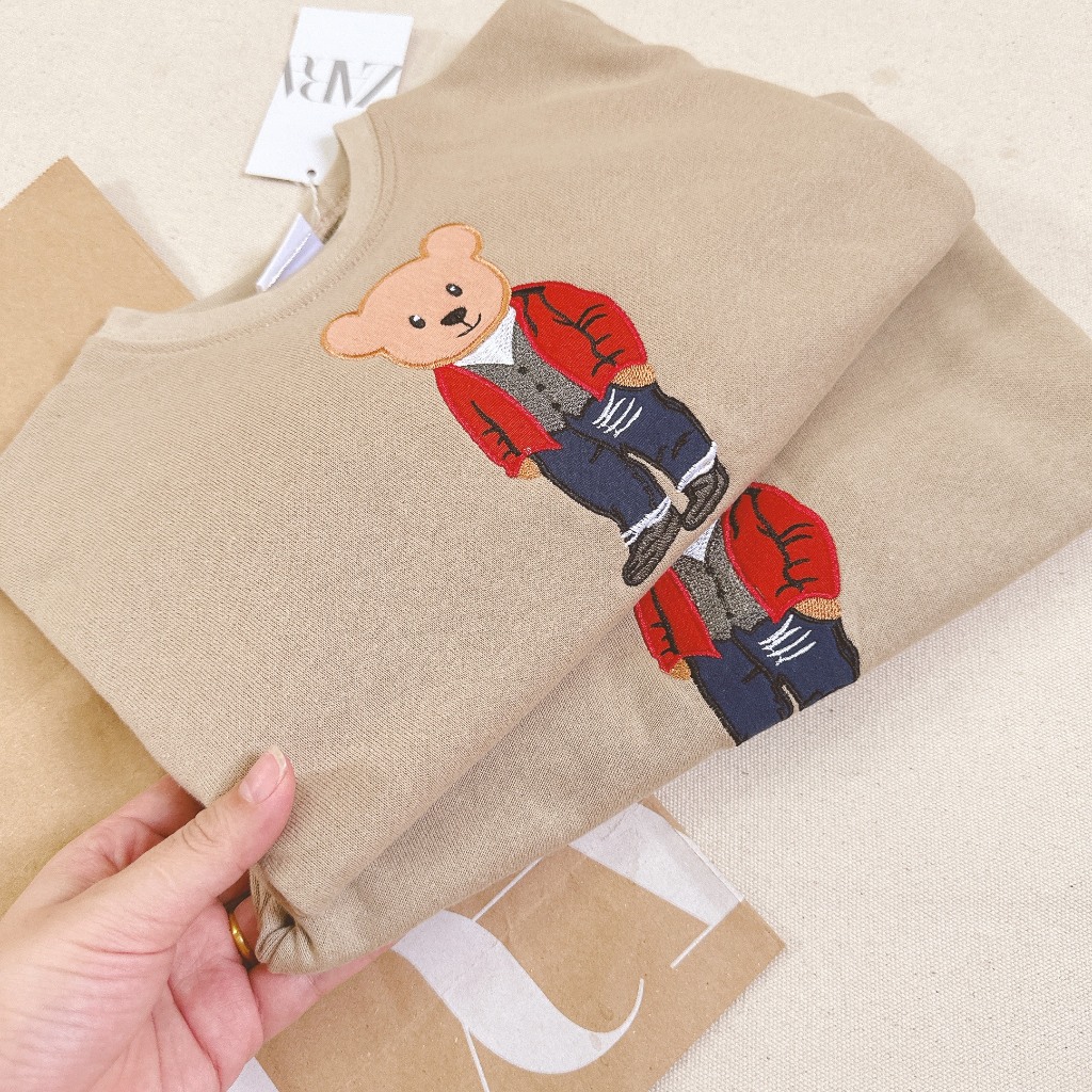 BỘ NỈ BÉ TRAI MAU BE HÌNH GẤU-B661