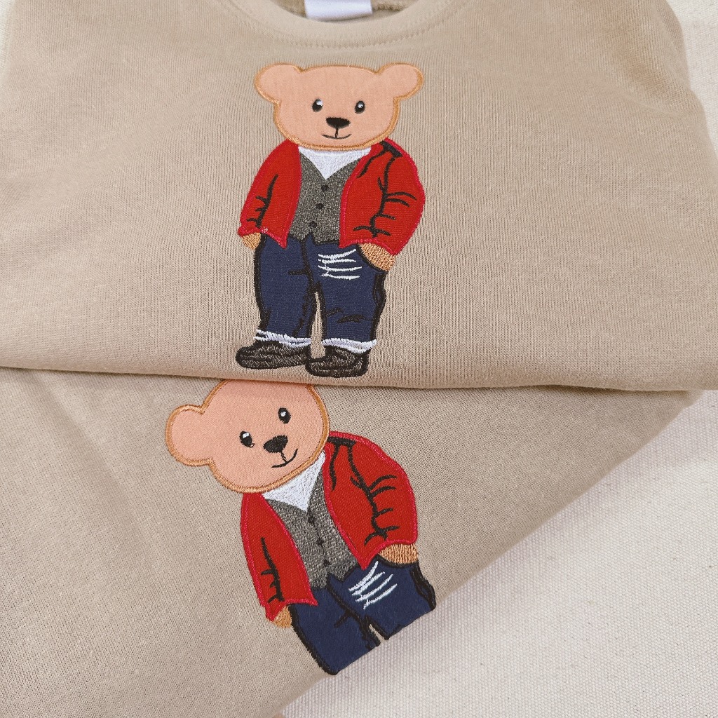 BỘ NỈ BÉ TRAI MAU BE HÌNH GẤU-B661