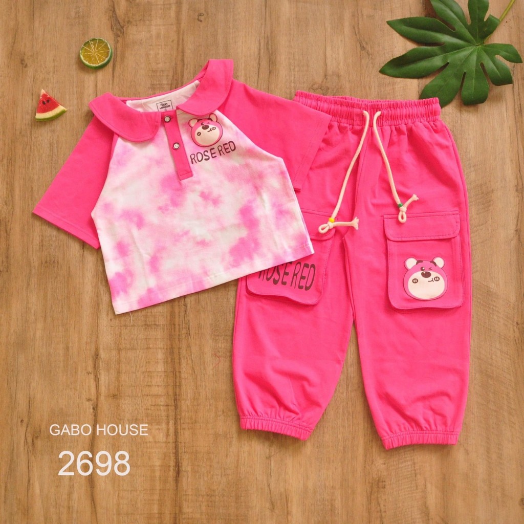 Bộ hiphop cổ sen chất thun cotton chính phẩm siêu đanh mịn mát cho bé gái