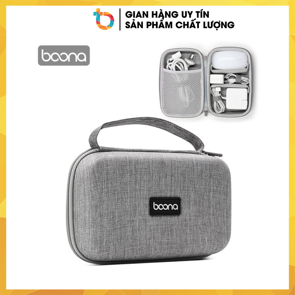 Túi đựng cáp sạc laptop điện thoại hộp đựng phụ kiện công nghệ form cứng size lớn Baona (Boona) F016 - F011 - F029
