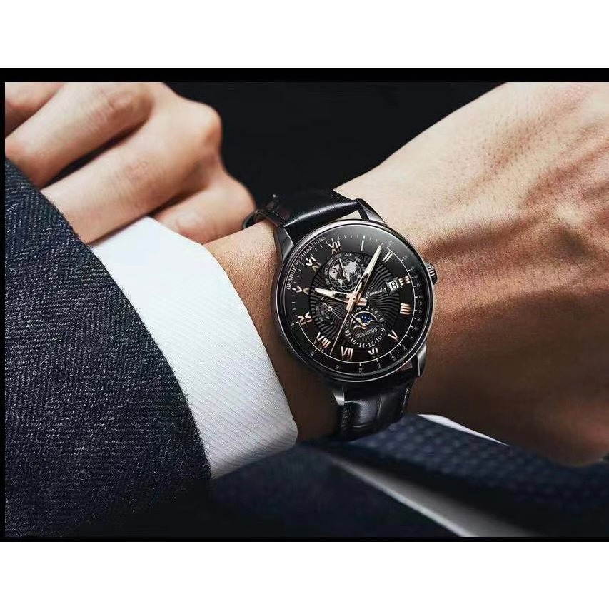 Đồng hồ dây da nam chính hãng POEDAGAR 908-Tặng Nước Hoa- cao cấp sang trọng thời trang trẻ trung