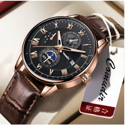 Đồng hồ nam dây da Poedagar ̣̣̣̣̣̣̣̣̣̣̣̣̃̃̃-Tặng Nước Hoa- cơ cấu thạch anh bản ,chính hãng dây da chống thấm nước