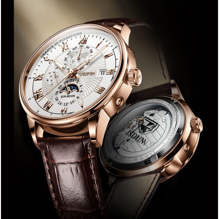 Đồng hồ nam dây da Poedagar-Tặng Nước Hoa- cơ cấu thạch anh bản ,chính hãng dây da chống thấm nước