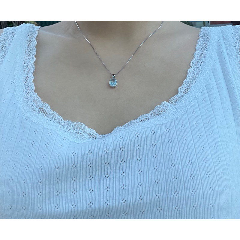Mặt charm blue topaz facet