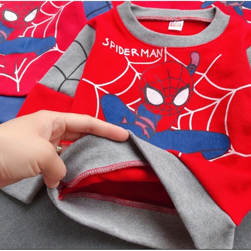 Bộ bé trai siêu nhân dài tay cotton len mịn đẹp dày dặn size 10-22kg