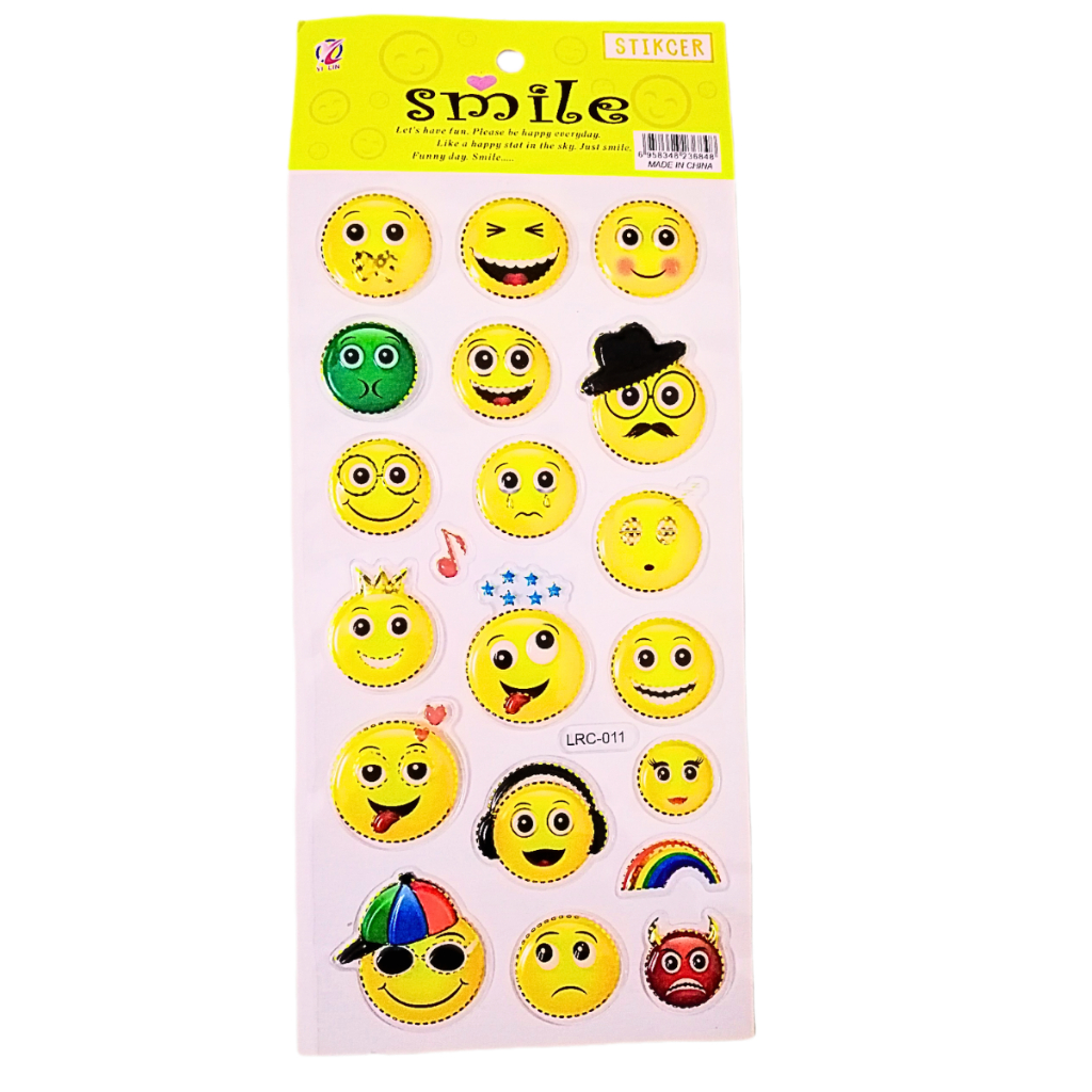 Miếng Dán Sticker Hình Mặt Cười Chắc Chắn Độ Bền Cao, 1 Tấm Gồm 20 Hình Thích Hợp Decor Trang Trí Điện Thoại