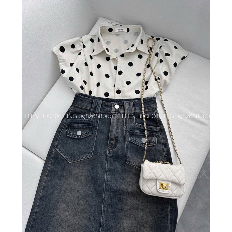 CHÂN VÁY JEAN MIDI TÚI NẮP