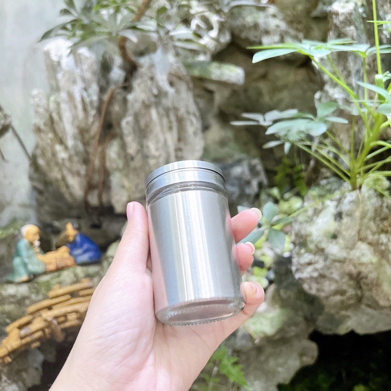 Hủ Rắc Tiêu / Muối Inox Lọ Đựng Gia Vị - Hủ Đựng Tăm Bằng Thủy Tinh Bọc Inox 304 CAO CẤP  Tiện Dụng