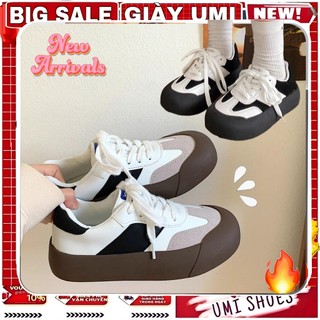 Giày thể thao nữ Ulzzang RETRO SAMBA cá tính đơn giản màu đen nâu xám độn đế cao 4cm êm mềm thoáng chân