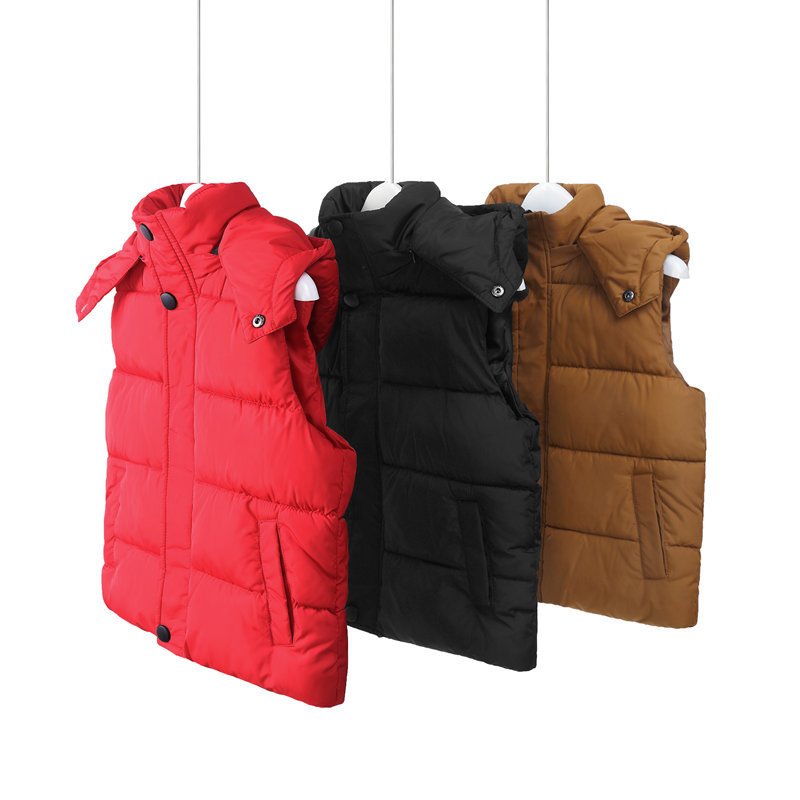 Áo khoác Gile mũ tháo rời có túi siêu mềm mại, Áo gile siêu nhẹ trần bông cho bé từ 4-13 tuổi