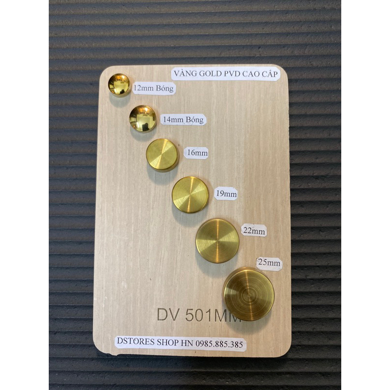 SET 50-100 nắp chụp vít mạ vàng PVD-Vàng Gold Size 16mm