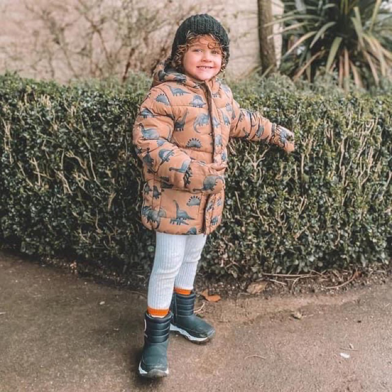 Áo phao khủng long nâu chính hãng cho bé trai 3-4 tuổi