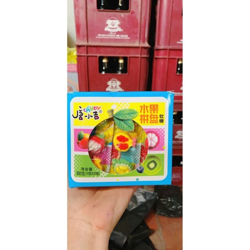 Sỉ hộp 30 vỉ kẹo dẻo chip hình hoa quả đẹp mắt