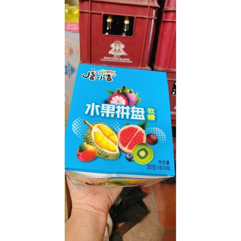 Sỉ hộp 30 vỉ kẹo dẻo chip hình hoa quả đẹp mắt