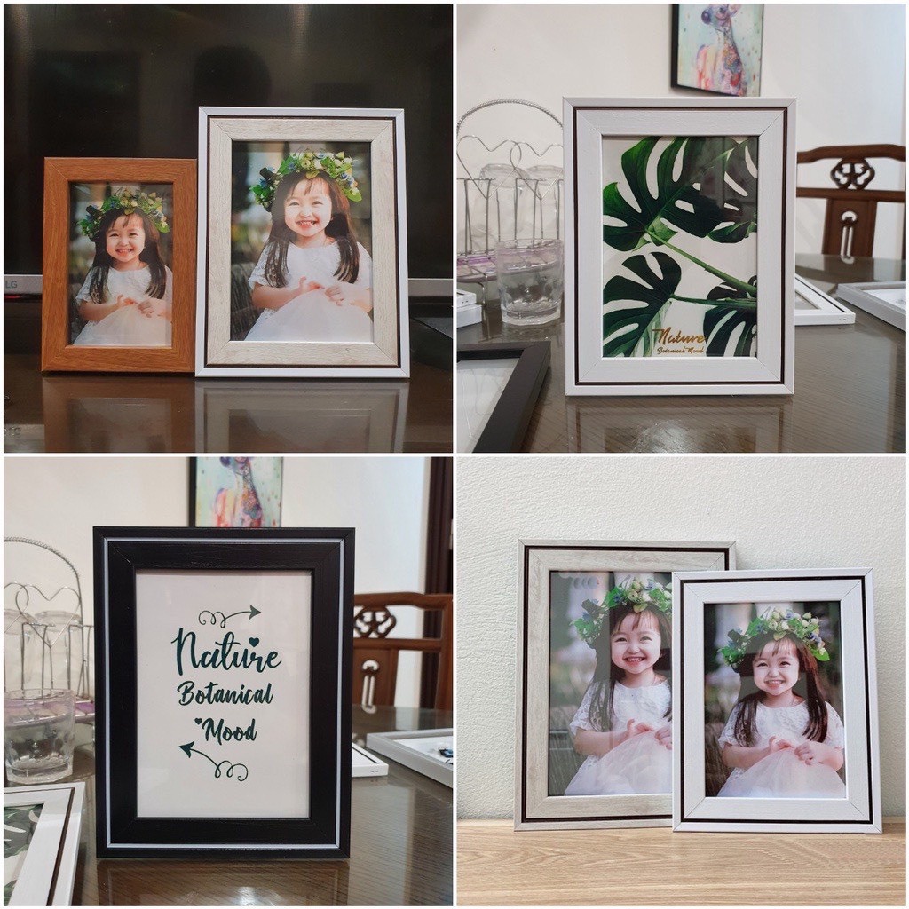 Khung Ảnh Kích Thước 15x21cm để bàn hoặc treo tường Mặt mica_Tặng kèm chân chống hoặc đinh treo