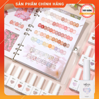  Set sơn gel thạch mix nhũ 42 màu Milan chính hãng 15ml + tặng kèm bảng màu top bóng tráng gương cao cấp 