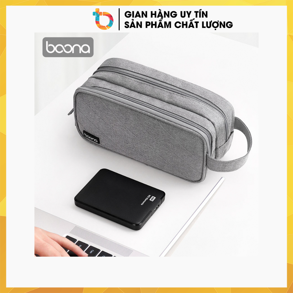 Túi đựng phụ kiện điện tử đồ công nghệ Baona, Boona dáng dọc kiêm đựng ổ cứng pin dự phòng dây sạc laptop B001 Thinkbox