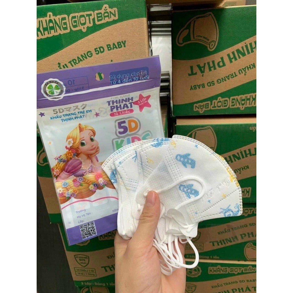 Khẩu Trang KHÁNG KHUẨN 5D Thịnh Phát Cho Bé KIDS Khẩu Trang Trẻ Em An Toàn Tiện Lợi