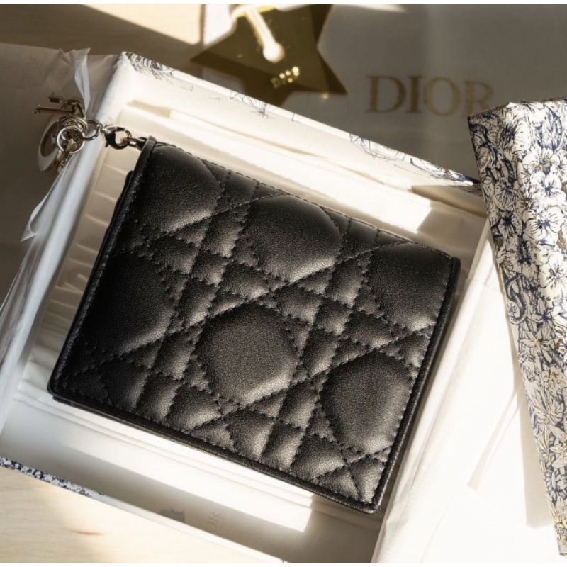 Ví nữ cao cấp D.I caro da bog non mini kèm móc charm nhỏ siêu xinh