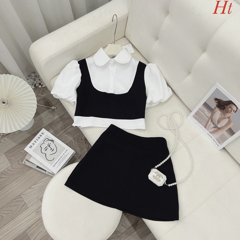 ❌ Set 3 món gile mix sơ mi tặng kèm chân váy