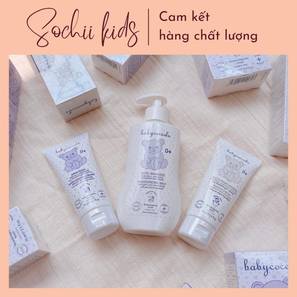 Sữa dưỡng ẩm/ Kem dưỡng ẩm chiết xuất hạnh nhân Babycoccole cho bé từ 0m+