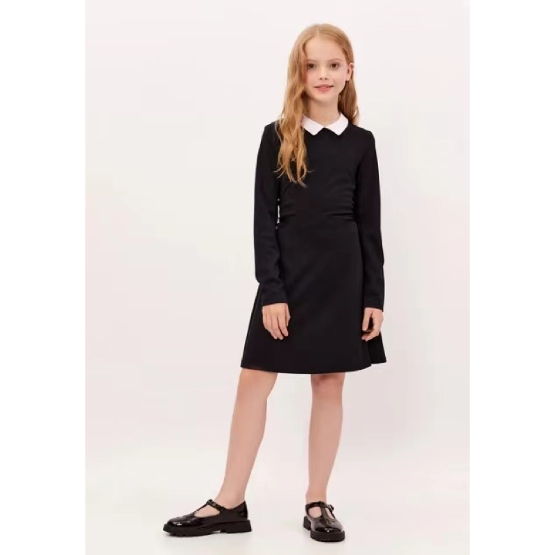 Váy tiểu thư phối màu đen cổ trắng Modis bé gái