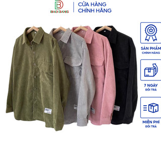 Áo khoác nhung tăm cổ bẻ sơ mi from rộng nút gài kết hợp cổ bẻ học sinh 1 lớp dày dặn chuẩn from siêu hót Bảo Đăng.