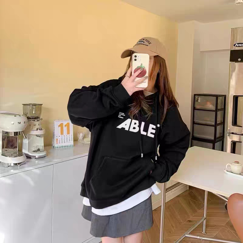 Áo hoodie nỉ ngoại nam nữ không xù kết hợp họa tiết in dập able cao cấp Bảo Đăng.