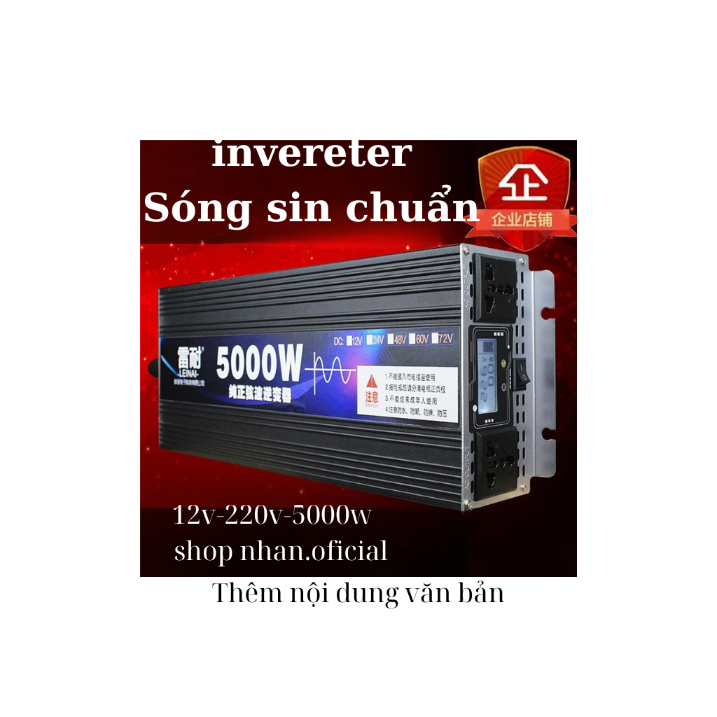 Bộ Kích Điện Inverter Sóng Sine Chuẩn 12v Lên 220v Công Suất lớn 5000w