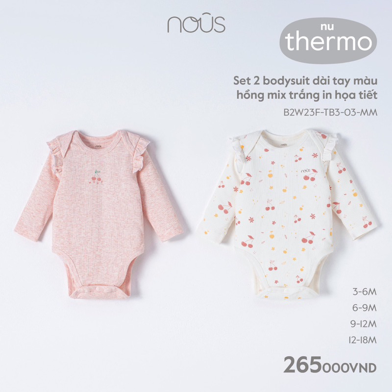 [Nous] Bộ quần áo Body Suit và quần cho bé sơ sinh 3-11kg thu đông chính hãng mẫu mới 2023