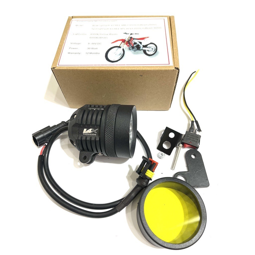 ĐÈN TRỢ SÁNG L4X CHÍP CREE CHÍNH HÃNG -CHỐNG NƯỚC BẢO HÀNH 12 THÁNG TẶNG KÈM CÔNG TẮC,PHỤ KIỆN VÀ LEN VÀNG PHÁ SƯƠNG,...